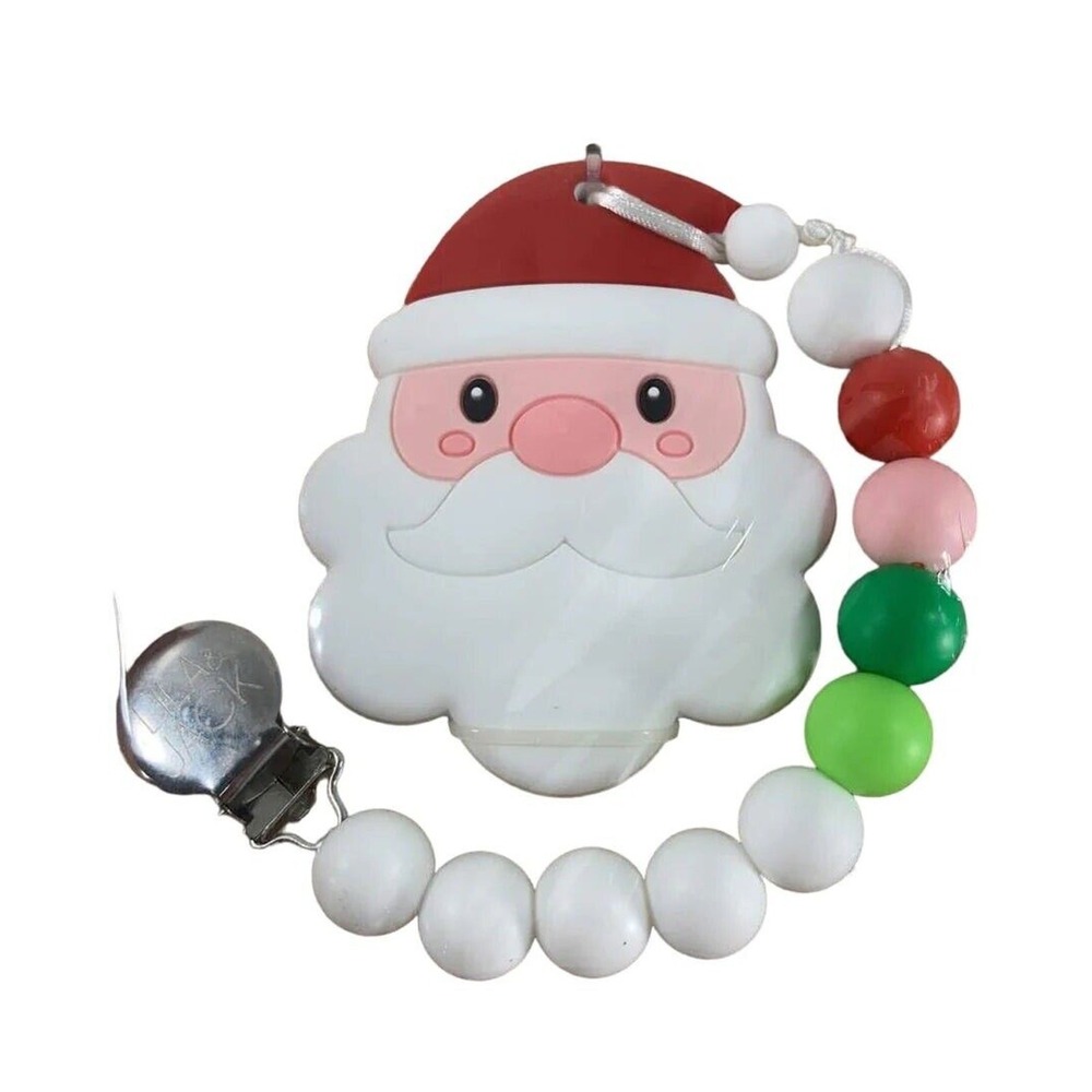 Lila & Jack Holiday Christmas Santa Pacifier Clip & BPA Free Silicone Teether‎